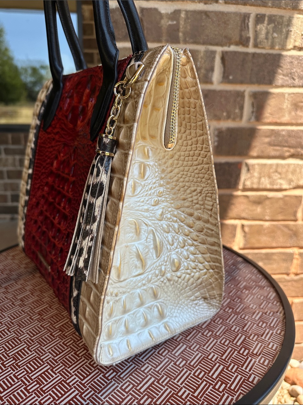 The Brahmin Caroline satchel in red croc embossed leather purse handbag - Picture 5 of 11